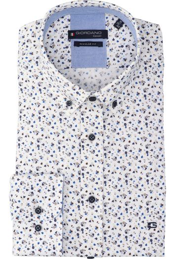 Wit katoenen hemd (regular fit) met multicolor bloemenprint Giordano
