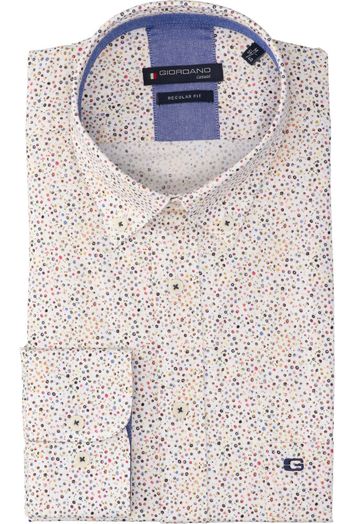 Ecru katoenen hemd met bloemenprint (regular fit) met lange mouwen Giordano 