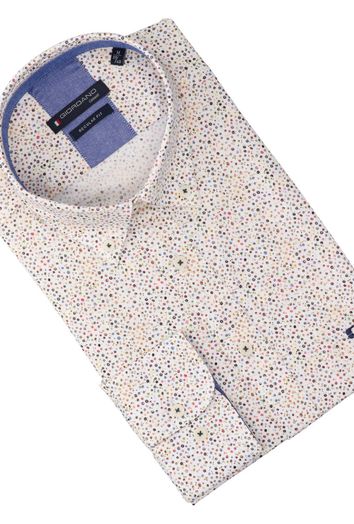 Ecru katoenen hemd met bloemenprint (regular fit) met lange mouwen Giordano 