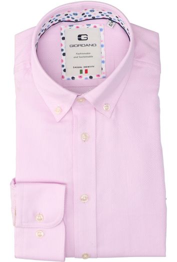 Roze katoenen hemd (regular fit) met details en lange mouwen Giordano 