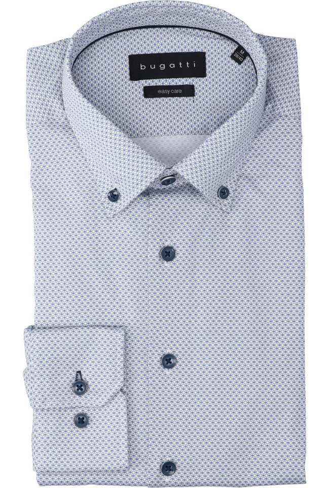 Wit katoenen hemd ( regular fit) met details en lange mouwen