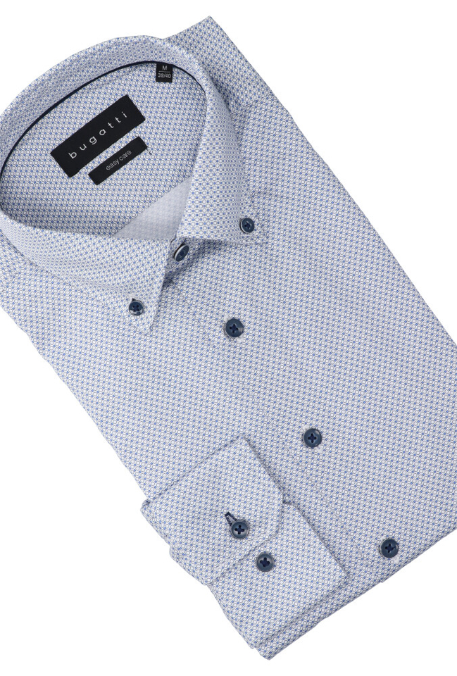 Wit katoenen hemd ( regular fit) met details en lange mouwen