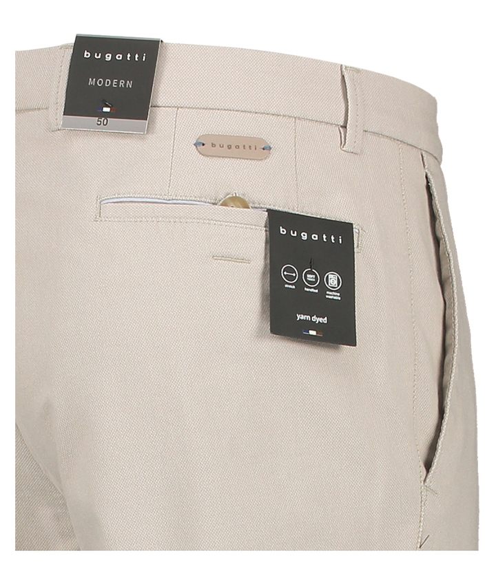 Beige lange broek met fijne structuur Bugatti