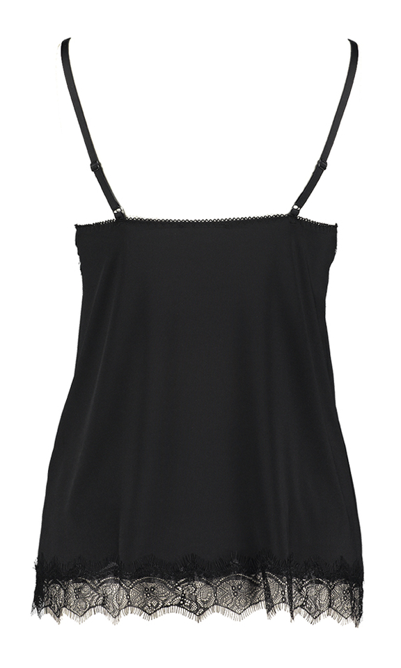 Zwarte top met kant Rosemunde