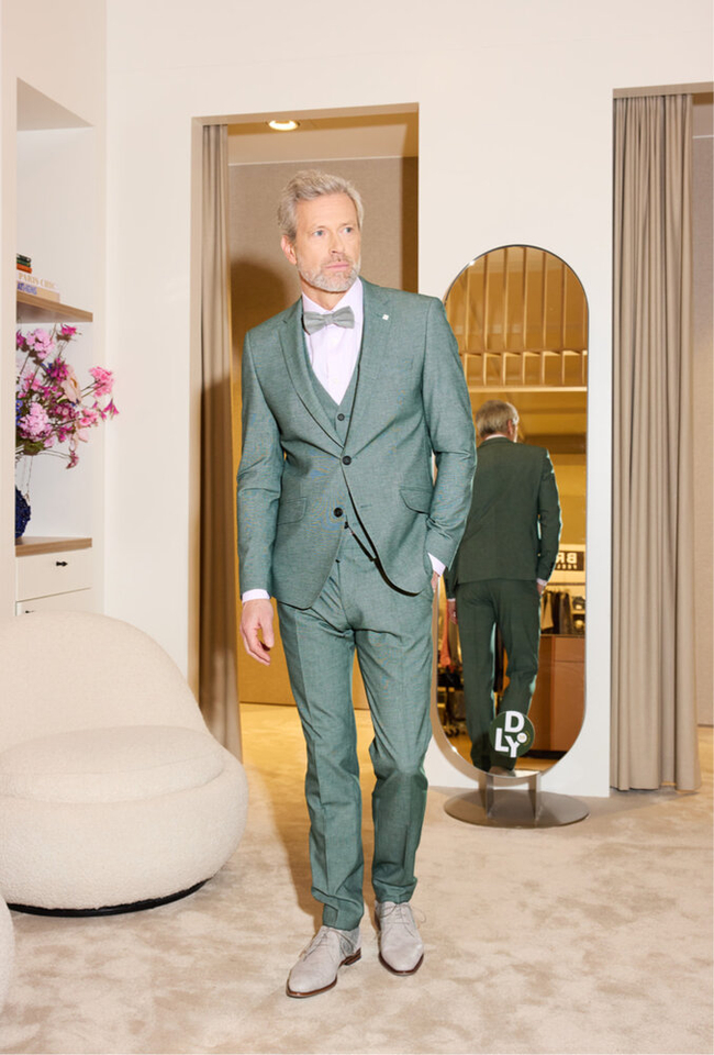 Groene slim fit kostuumbroek Digel