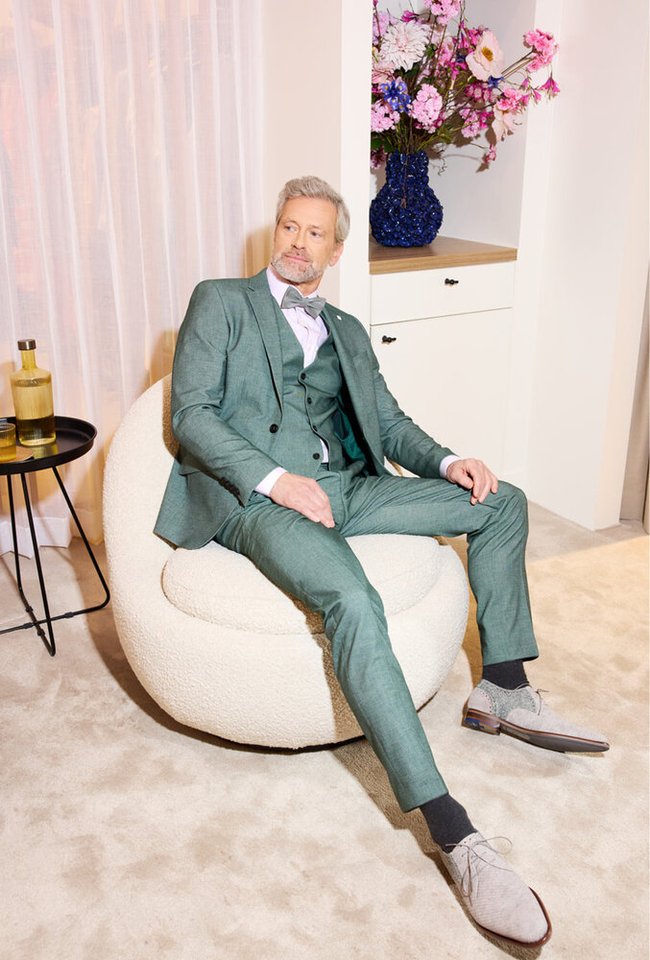 Groene slim fit kostuumbroek Digel