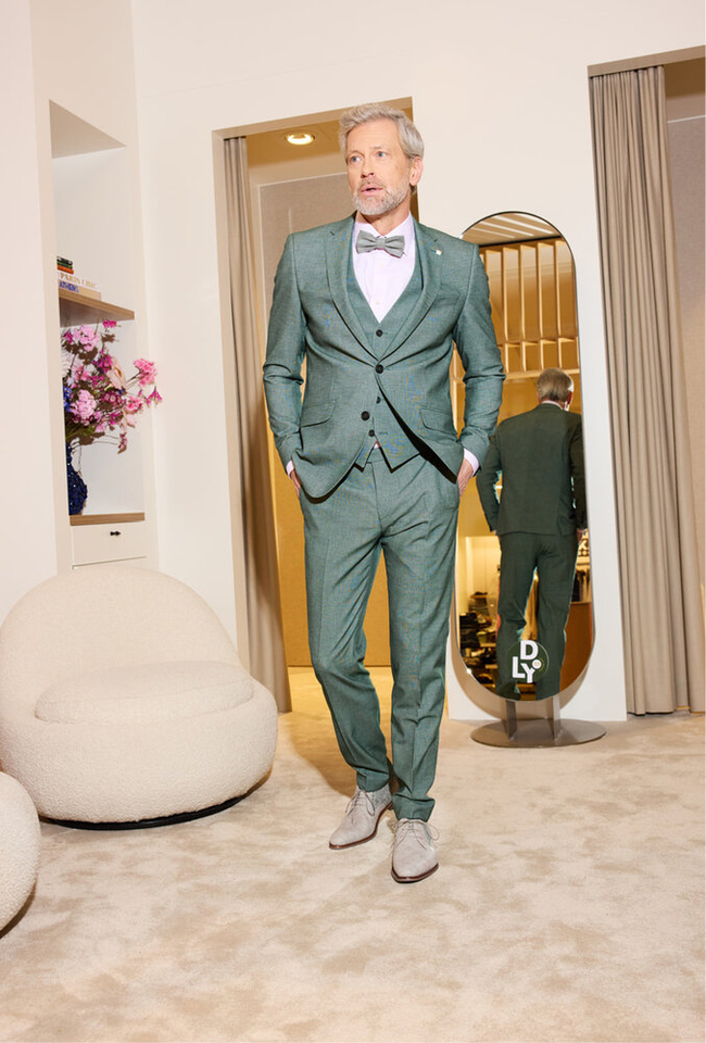 Groene slim fit kostuumbroek Digel