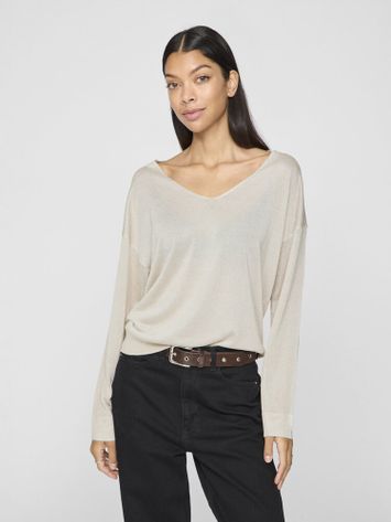 Beige lichte trui met v ha ls Vinovy Vila