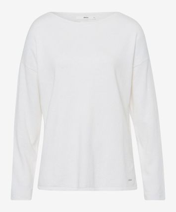 Witte katoenen trui met boothals Brax