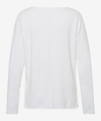 Witte katoenen trui met boothals Brax