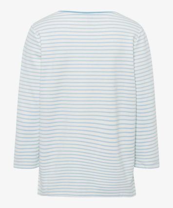 Ecru t-shirt met lichtblauwe strepen Brax