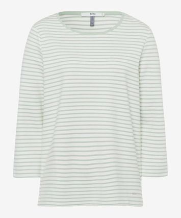 Ecru t-shirt met groene strepen Brax