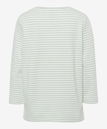 Ecru t-shirt met groene strepen Brax