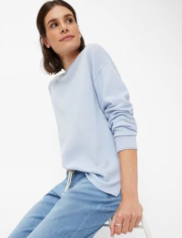 Licht blauwe katoenen trui met boothals Brax