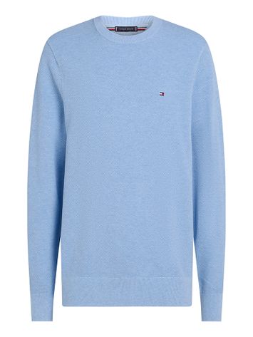 Lichtblauwe katoenen trui met merklogo Tommy Hilfiger