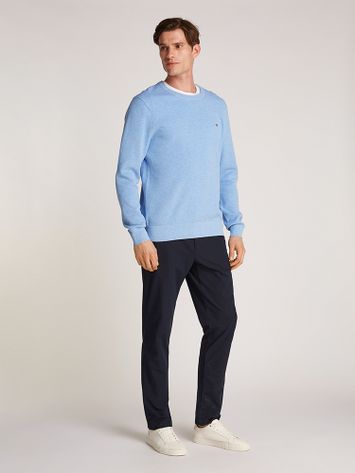 Lichtblauwe katoenen trui met merklogo Tommy Hilfiger