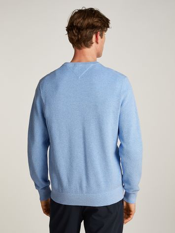 Lichtblauwe katoenen trui met merklogo Tommy Hilfiger
