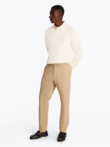 Ecru katoeoen trui met merklogo Tommy Hilfiger 