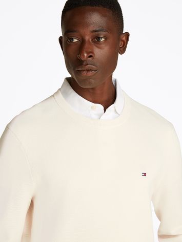 Ecru katoeoen trui met merklogo Tommy Hilfiger 