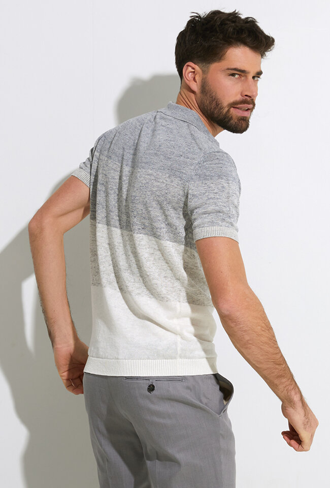 Gijze gestreepte linnen polo Gentiluomo