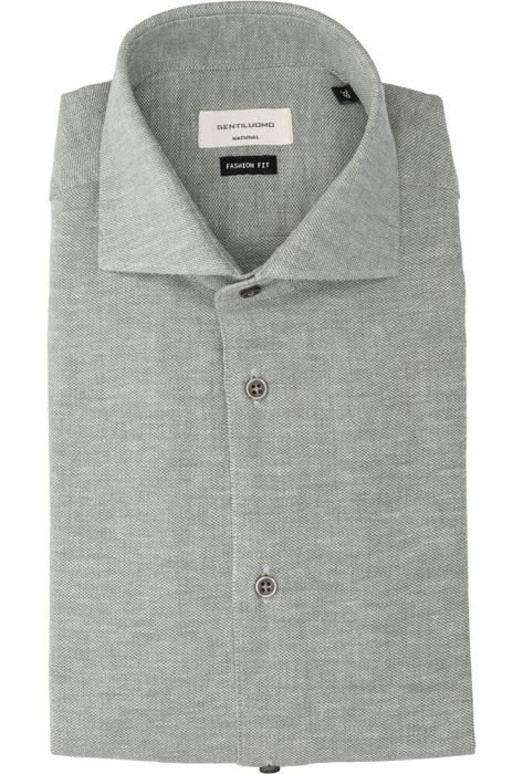 Muntgroen linnen hemd (regular fit) met lange mouwen Gentiluomo
