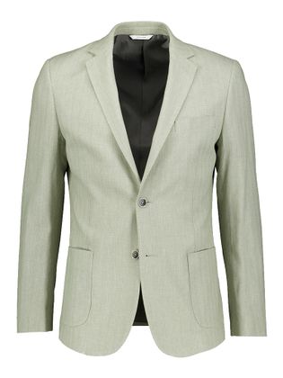 Gentiluomo Groene slim fit blazer met wit stiksel
