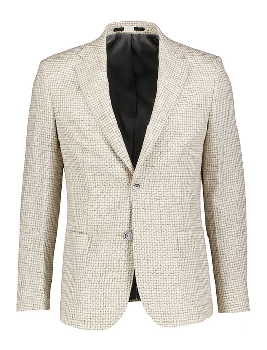 Beige blazer met ruit motief Fashion Fit Gentiluomo