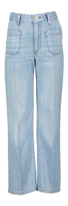 Bellerose Blauwe straight jeans met glanzende coating girls Pepy