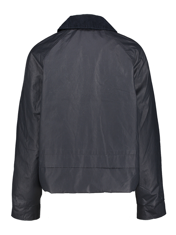 Donkerblauwe afgewassen jacket met ribfluwelen kraag Ganilo Ichi