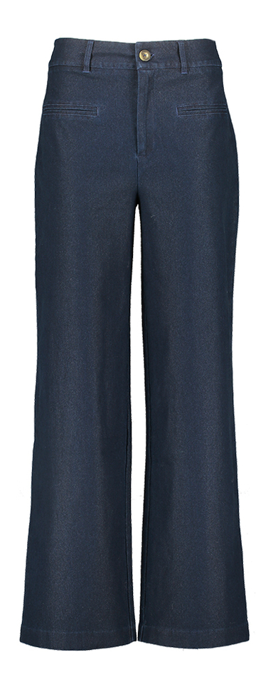 Blauwe wijde broek in jeanslook Ichi 