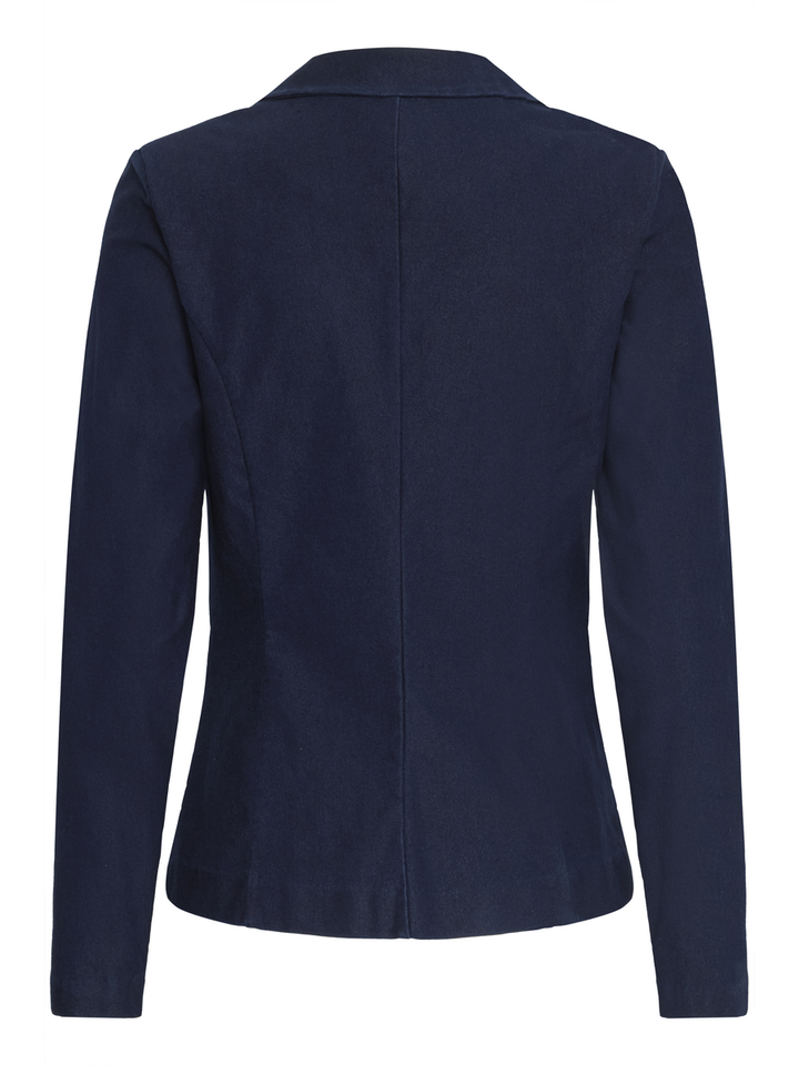 Blauwe blazer in jeans look Ichi
