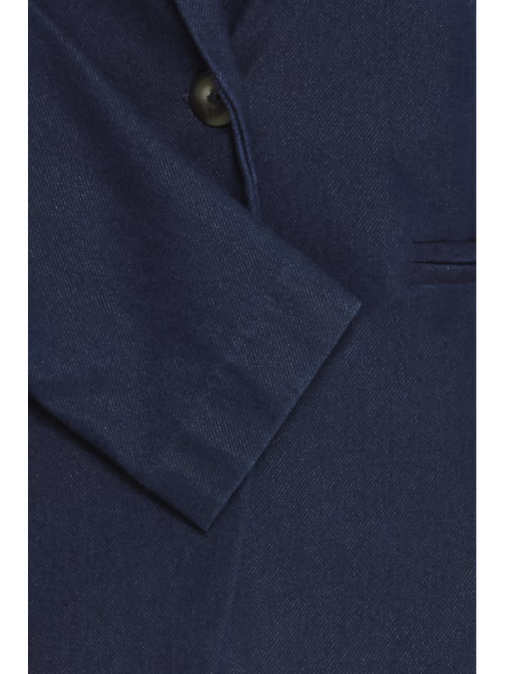Blauwe blazer in jeans look Ichi