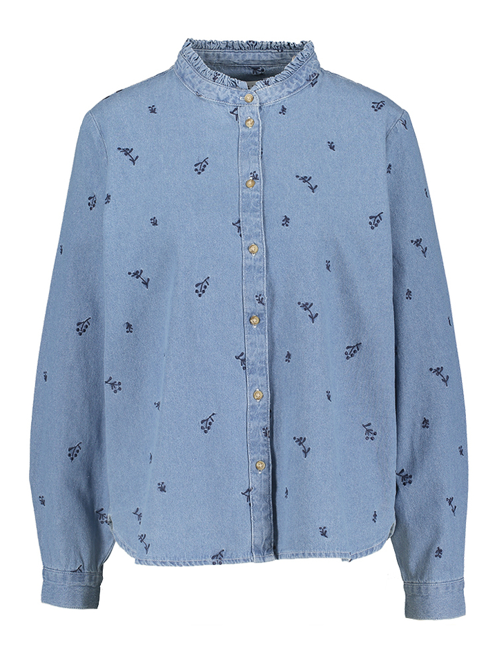 Blauwe katoenen blouse met print Archer Ichi