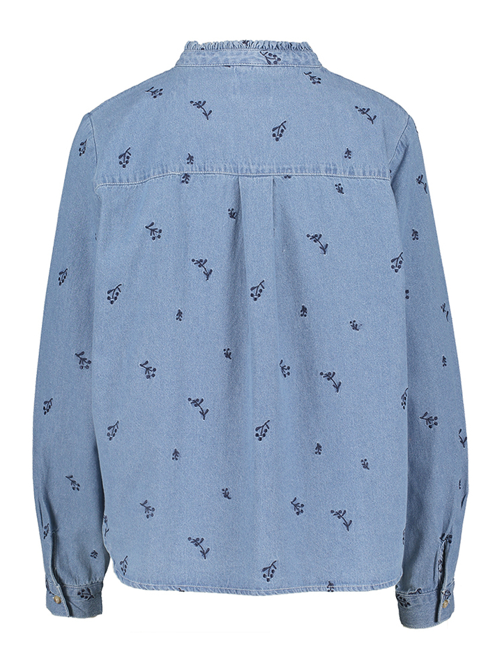 Blauwe katoenen blouse met print Archer Ichi