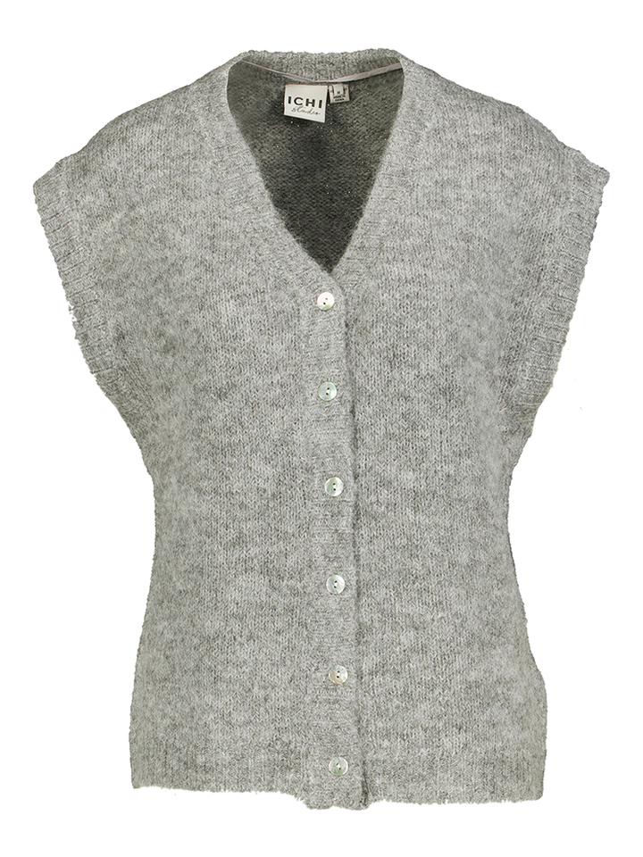 Grijze mouwloze gilet met knopen Bela Blue Ichi