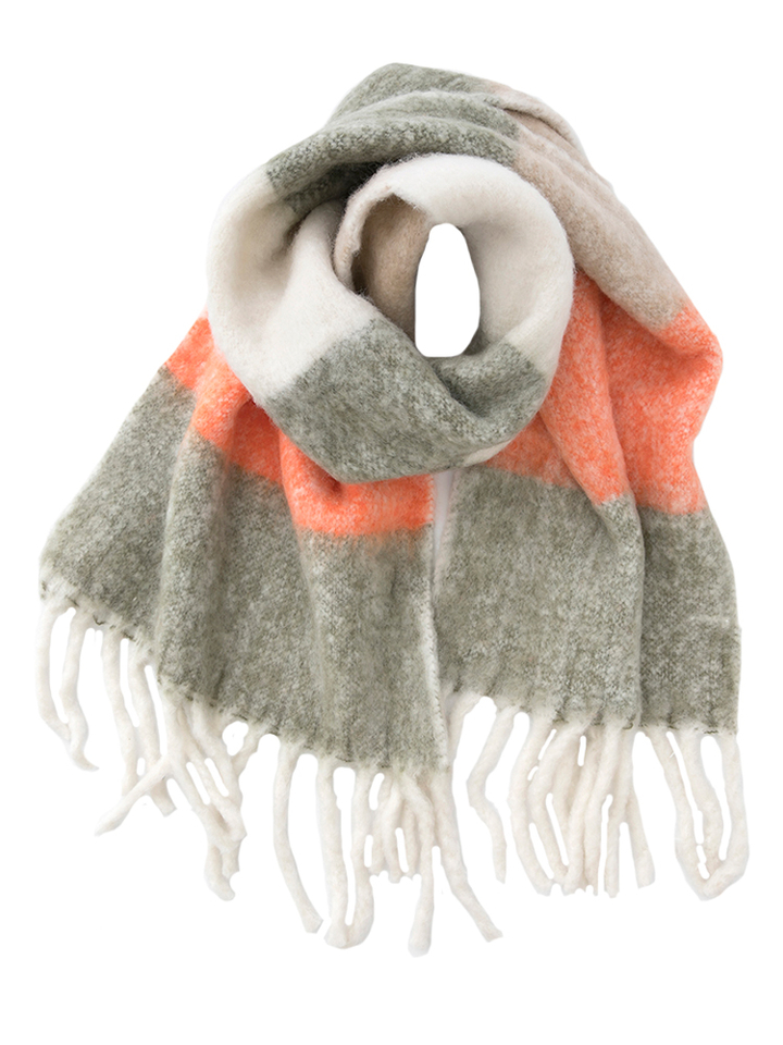 Multicolor gestreepte sjaal met franjes Vibe Ichi 