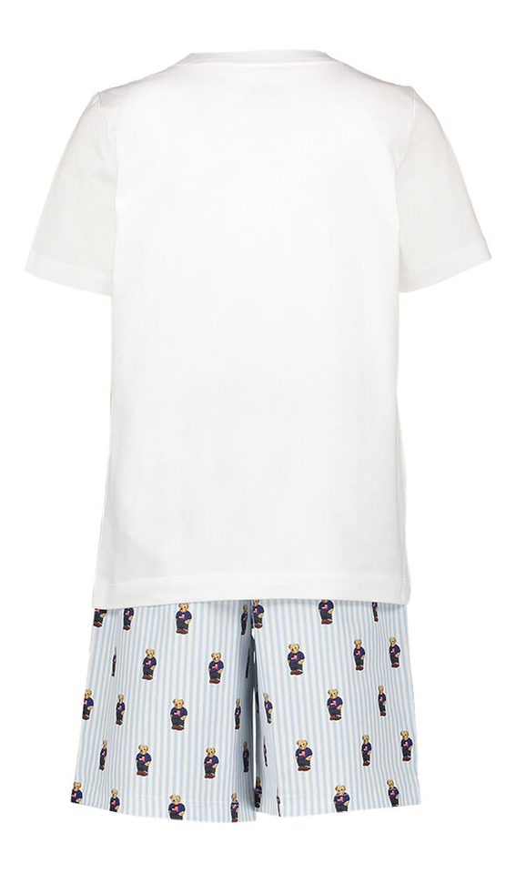 Pyjamaset met witte t-shirt en short in Polo Bear print Ralph Lauren