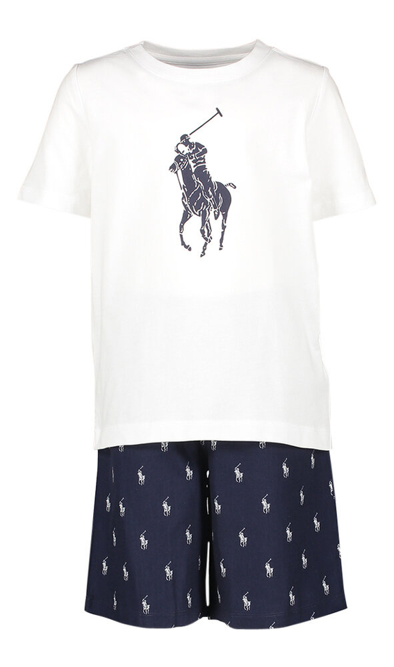 Pyjama met shortje bedrukt met merklogo Ralph Lauren
