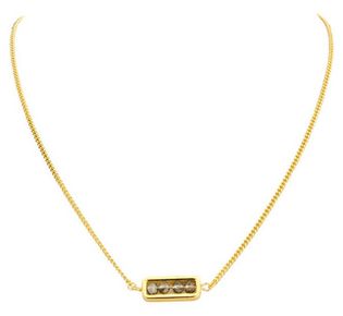 Les Cordes Gouden rechthoekige ketting met kristallen kralen Djavi