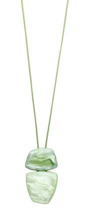 Les Cordes Muntgroene en lichtgroene platte stenen hanger ketting Kodi