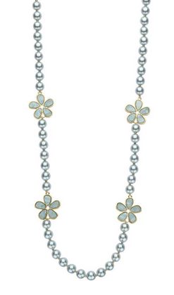 Les Cordes Parel en grijze bloemen ketting Karsten