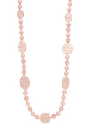 Les Cordes Lichtroze parel- en platte stenen ketting Kito