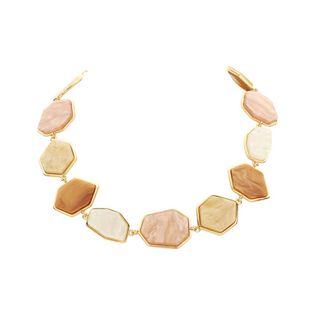 Les Cordes Ecru hoekige platte stenen ketting Komo