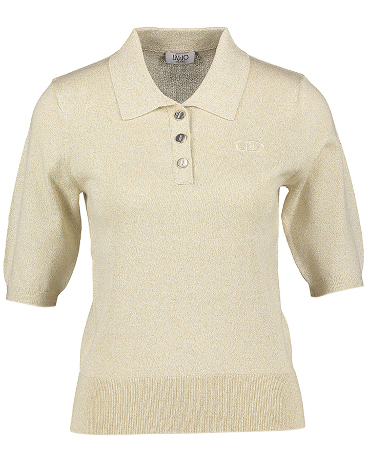 Gouden polo met glitter en korte mouwen Lui Jo