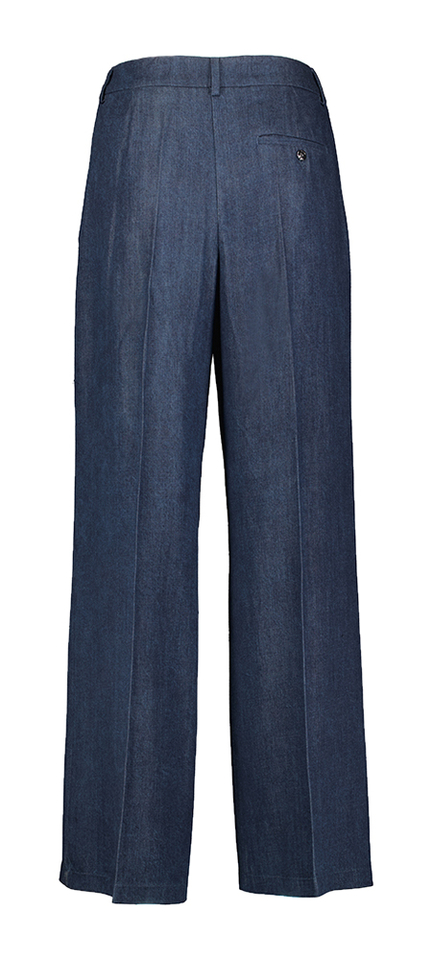 Blauwe wijde broek met bandplooi in jeanslook Liu Jo