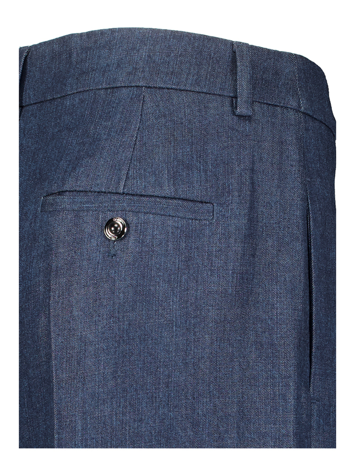 Blauwe wijde broek met bandplooi in jeanslook Liu Jo