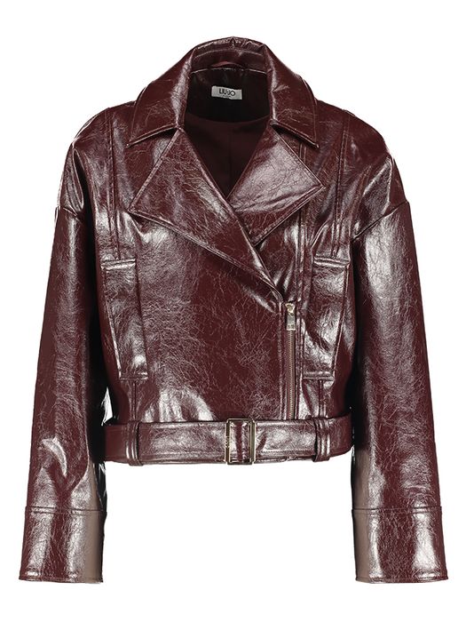 Cropped bordeaux lederlook jasje Liu Jo
