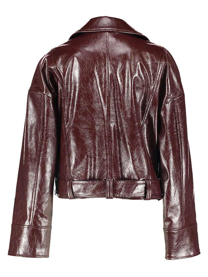 Cropped bordeaux lederlook jasje Liu Jo