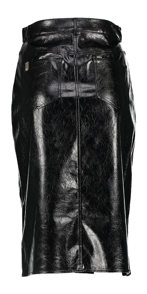 Zwarte lederlook rok met split Liu Jo