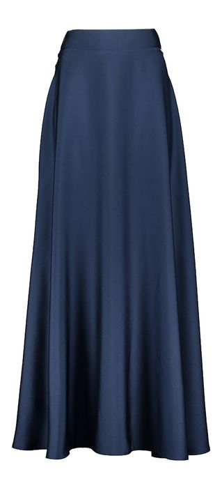 Donkerblauwe lange glanzende rok Rinascimento